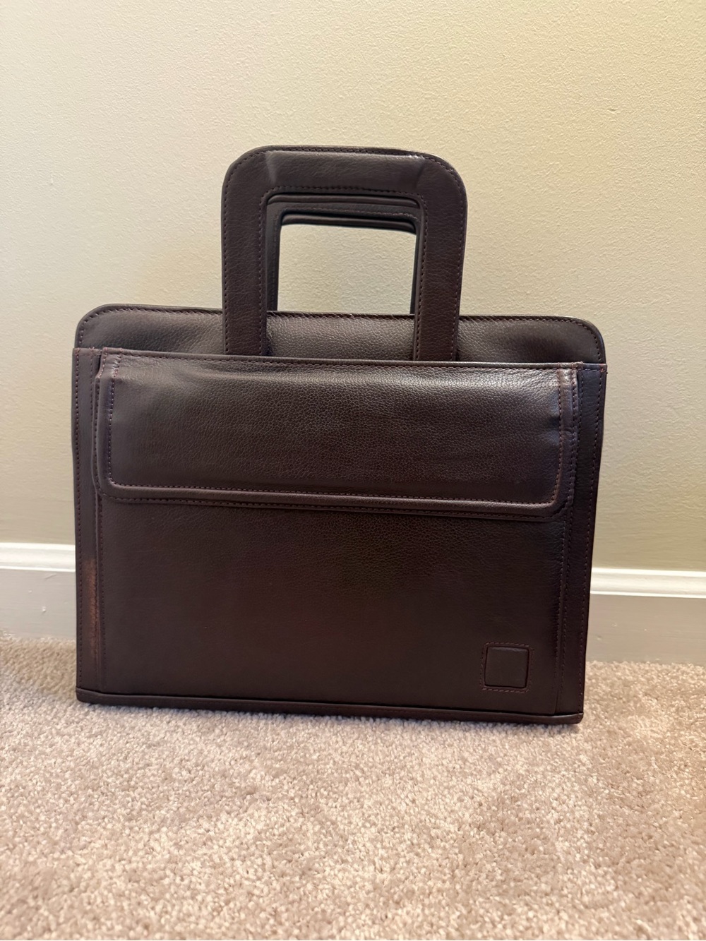 Dark Brown Leather Briefcase Handbag